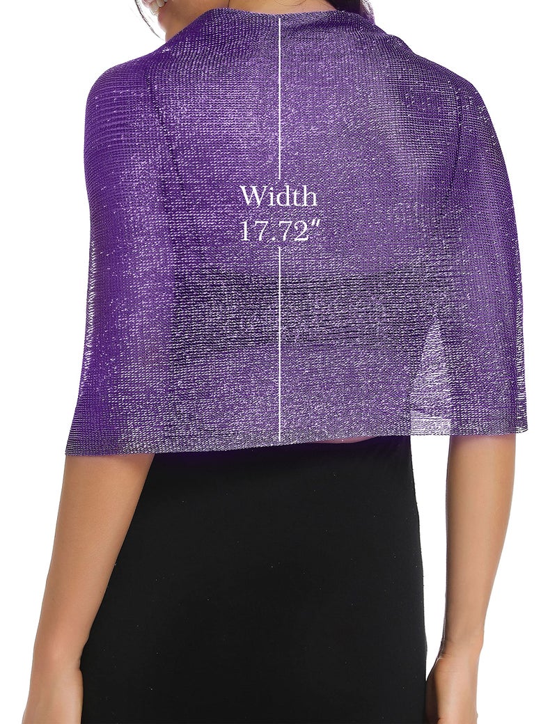 Rheane Shawls and Wraps for Weddings Evening Dresses Elegant Shawls and Wraps Dress Cover Up Formal Party Beach Cover-up Outfit(Purple with Purple Glitter) - Image 4